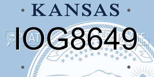 IOG8649 Kansas License Plate