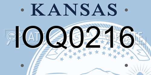 IOQ0216 Kansas License Plate