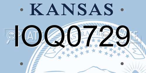 IOQ0729 Kansas License Plate