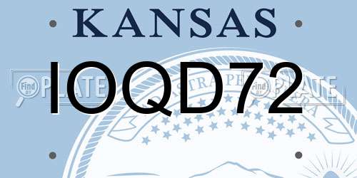 IOQD72 Kansas License Plate