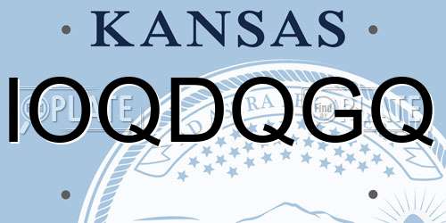 IOQDQGQ Kansas License Plate