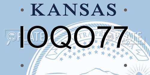 IOQO77 Kansas License Plate
