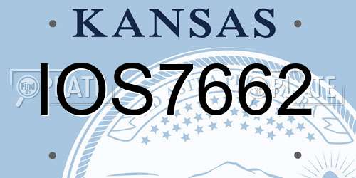 IOS7662 Kansas License Plate