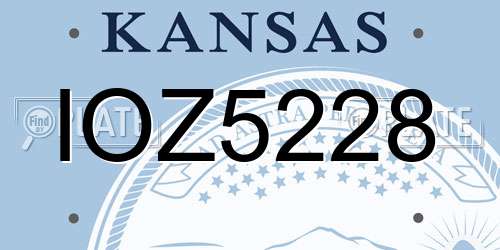 IOZ5228 Kansas License Plate