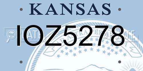 IOZ5278 Kansas License Plate