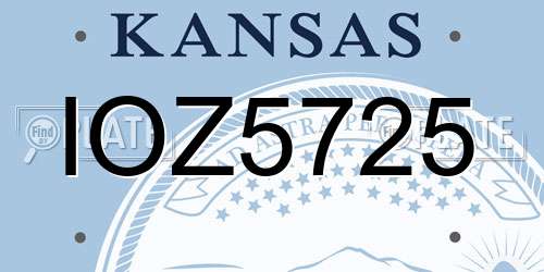 IOZ5725 Kansas License Plate