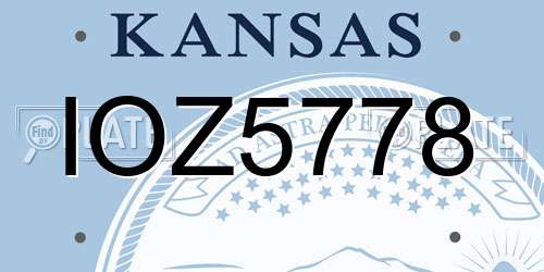 IOZ5778 Kansas License Plate