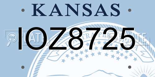 IOZ8725 Kansas License Plate