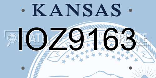 IOZ9163 Kansas License Plate
