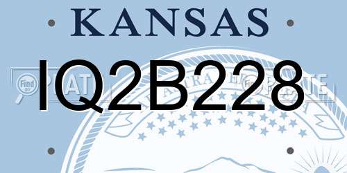 IQ2B228 Kansas License Plate