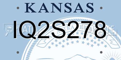 IQ2S278 Kansas License Plate