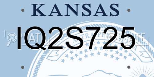 IQ2S725 Kansas License Plate
