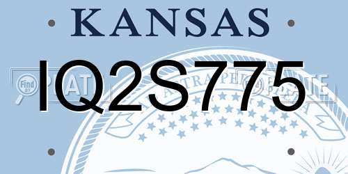 IQ2S775 Kansas License Plate