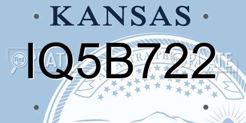 IQ5B722 Kansas License Plate
