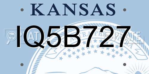 IQ5B727 Kansas License Plate