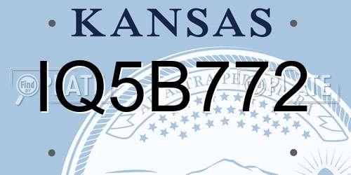 IQ5B772 Kansas License Plate