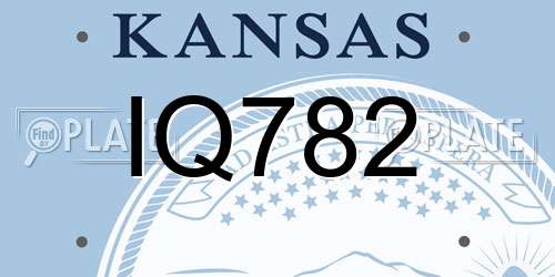 IQ782 Kansas License Plate