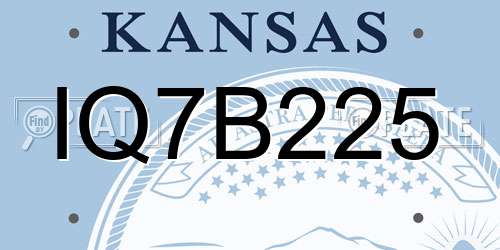 IQ7B225 Kansas License Plate