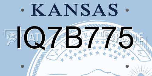 IQ7B775 Kansas License Plate