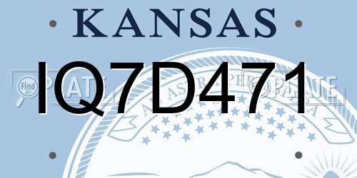 IQ7D471 Kansas License Plate