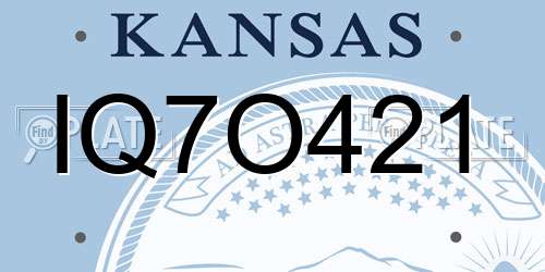 IQ7O421 Kansas License Plate
