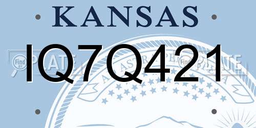 IQ7Q421 Kansas License Plate