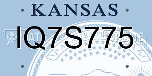 IQ7S775 Kansas License Plate
