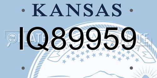 IQ89959 Kansas License Plate