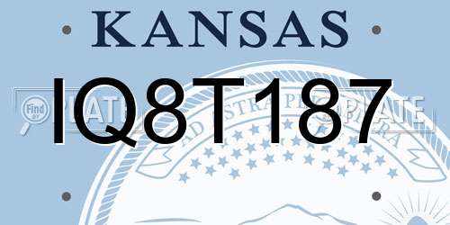 IQ8T187 Kansas License Plate