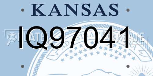 IQ97041 Kansas License Plate
