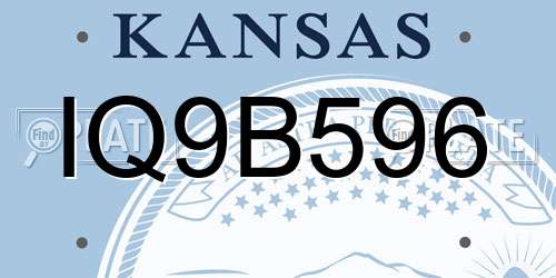IQ9B596 Kansas License Plate