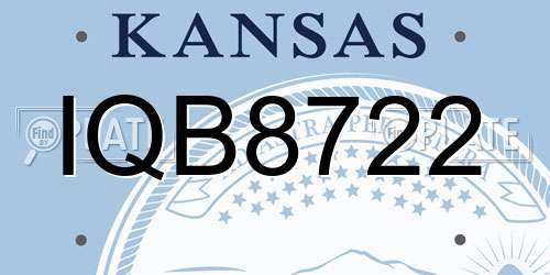 IQB8722 Kansas License Plate