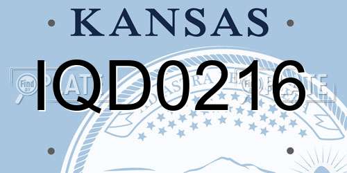 IQD0216 Kansas License Plate