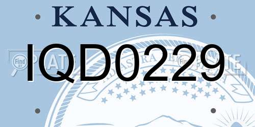 IQD0229 Kansas License Plate