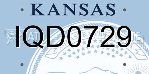 IQD0729 Kansas License Plate