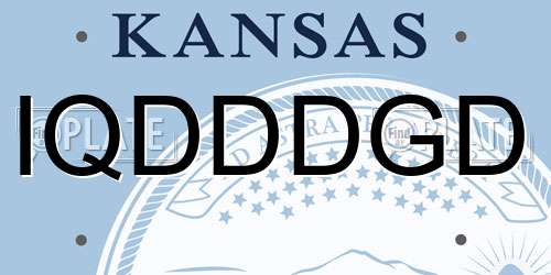 IQDDDGD Kansas License Plate