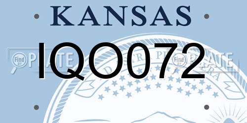 IQO072 Kansas License Plate
