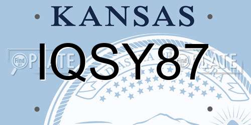 IQSY87 Kansas License Plate