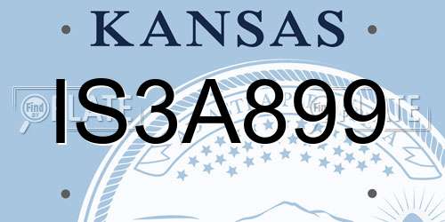IS3A899 Kansas License Plate