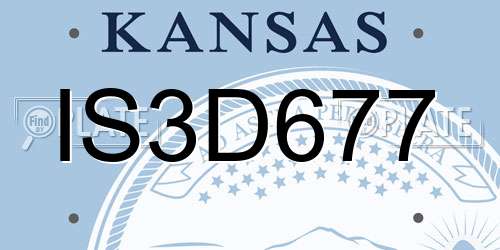 IS3D677 Kansas License Plate