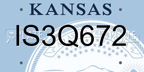 IS3Q672 Kansas License Plate