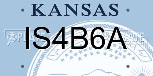 IS4B6A Kansas License Plate