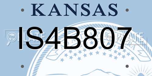 IS4B807 Kansas License Plate