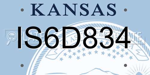 IS6D834 Kansas License Plate