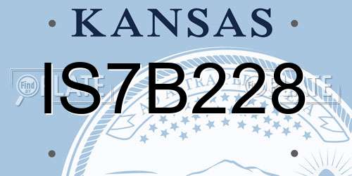 IS7B228 Kansas License Plate
