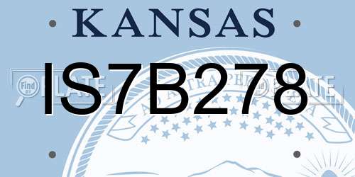 IS7B278 Kansas License Plate