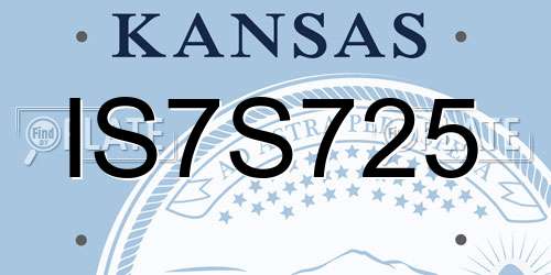 IS7S725 Kansas License Plate