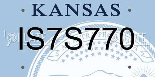 IS7S770 Kansas License Plate
