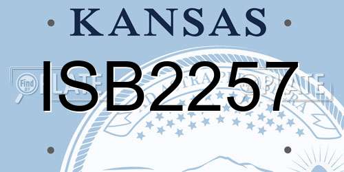 ISB2257 Kansas License Plate