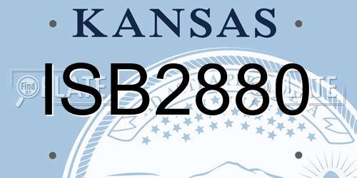 ISB2880 Kansas License Plate
